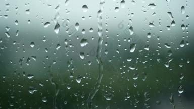 雨运行窗口表面雨下降多雨的一天